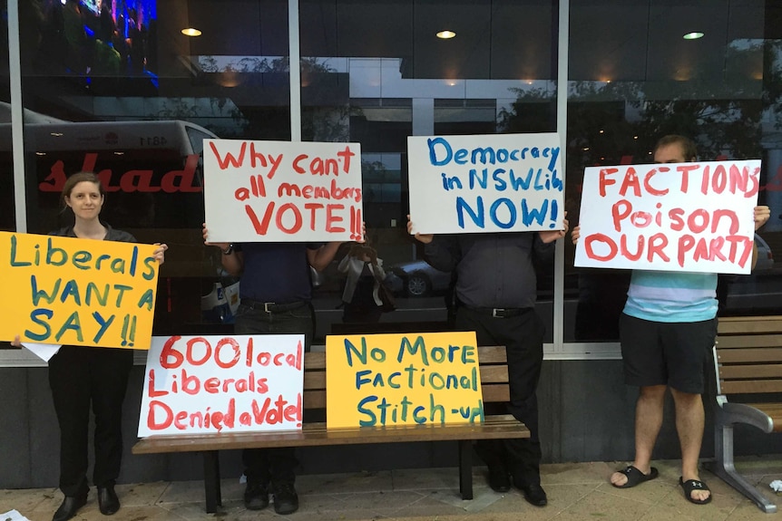 Protest outside Liberal Party meeting