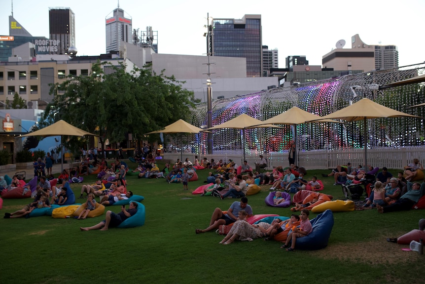 People sitting on beanbags in Northbridge.