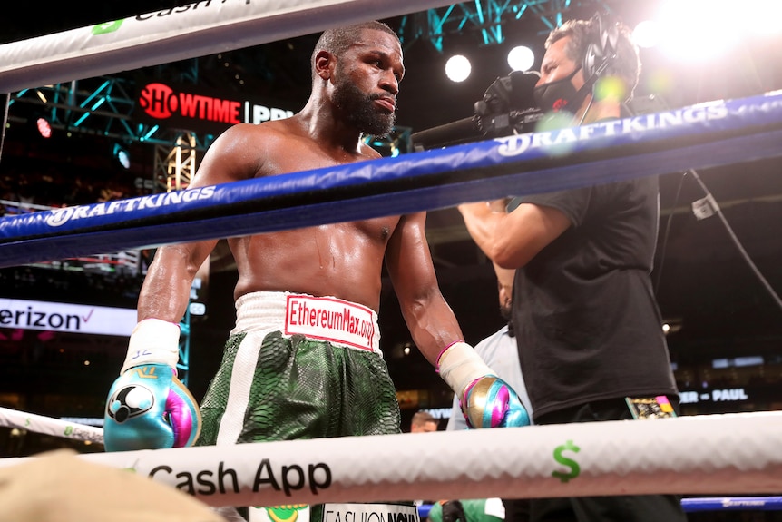 Floyd Mayweather during his fight with US social media celebrity Logan Paul