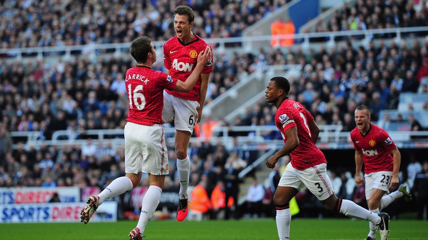 Evans celebrates goal