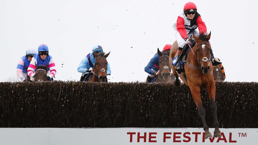 Victoria Pendleton (R) rides Pacha Du Polder to victory in Saddles Hunters Chase at Wincanton.