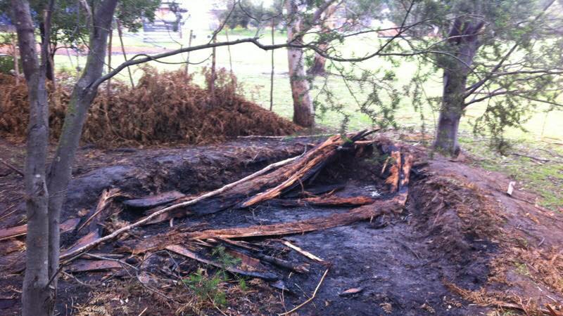 Aboriginal bark hut destroyed by fire