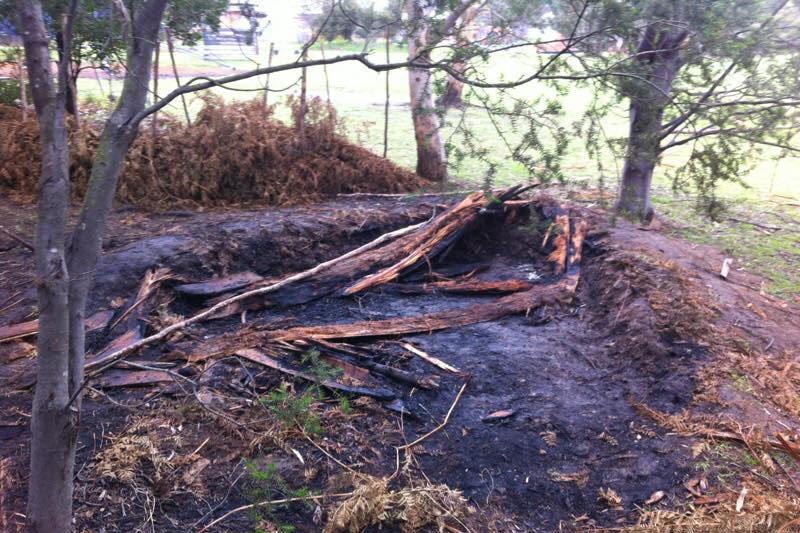 Aboriginal bark hut destroyed by fire