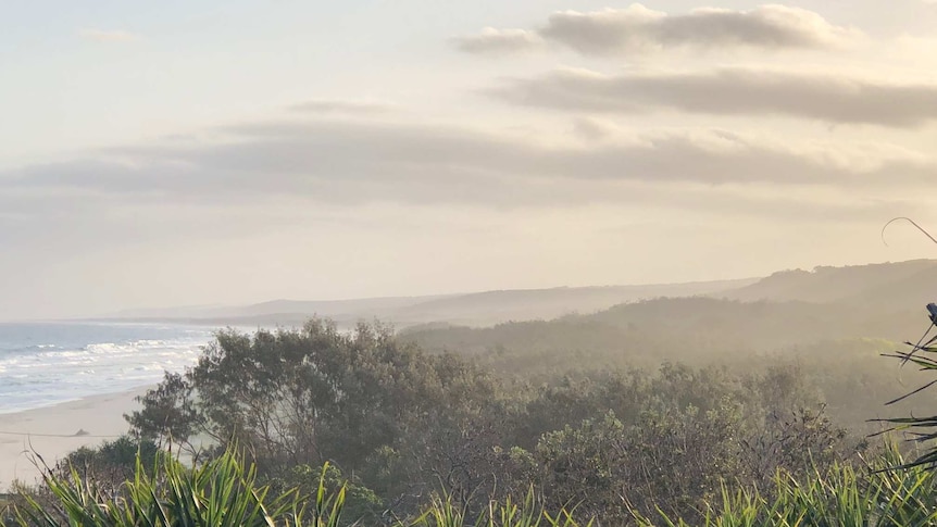 A smokey beach on Stradbroke Island.