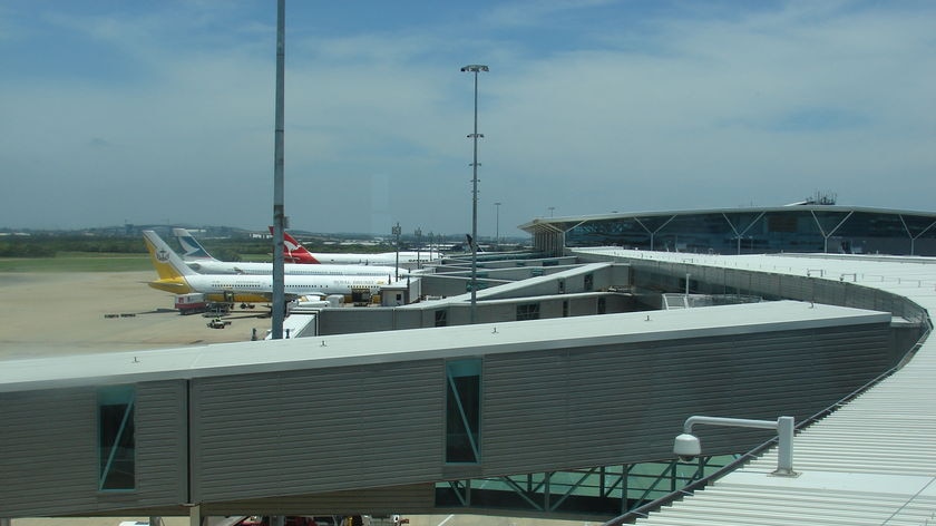Planes parked at Brisbane international airport on December 3, 2008.