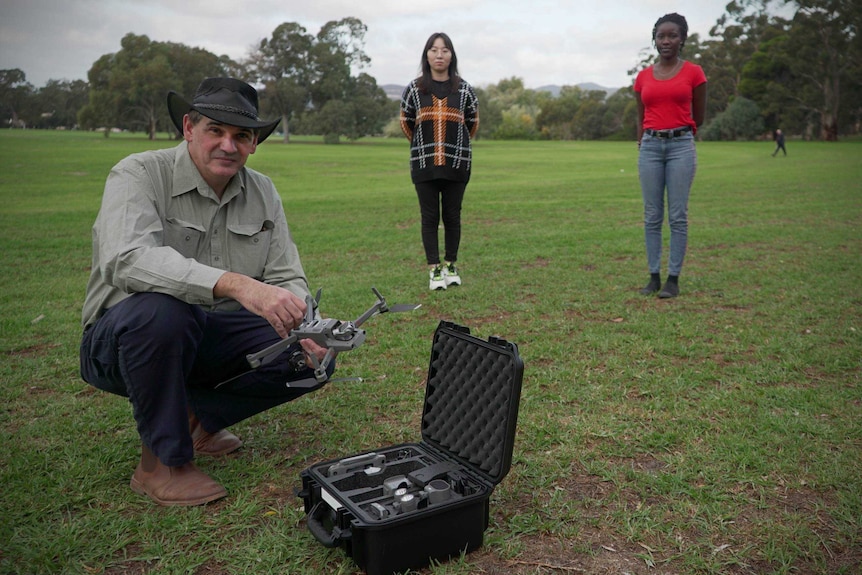 Javaan Chahl with his drone and some test patients