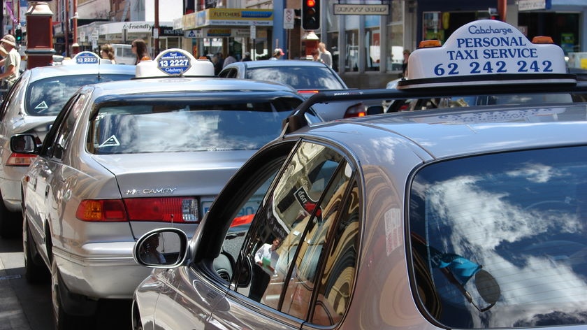 Taxis lined up at the Liverpool St rank in Hobart