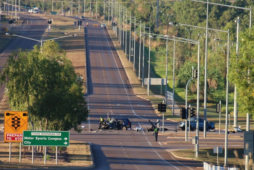 Scene of an accident on Tiger Brennan Drive.