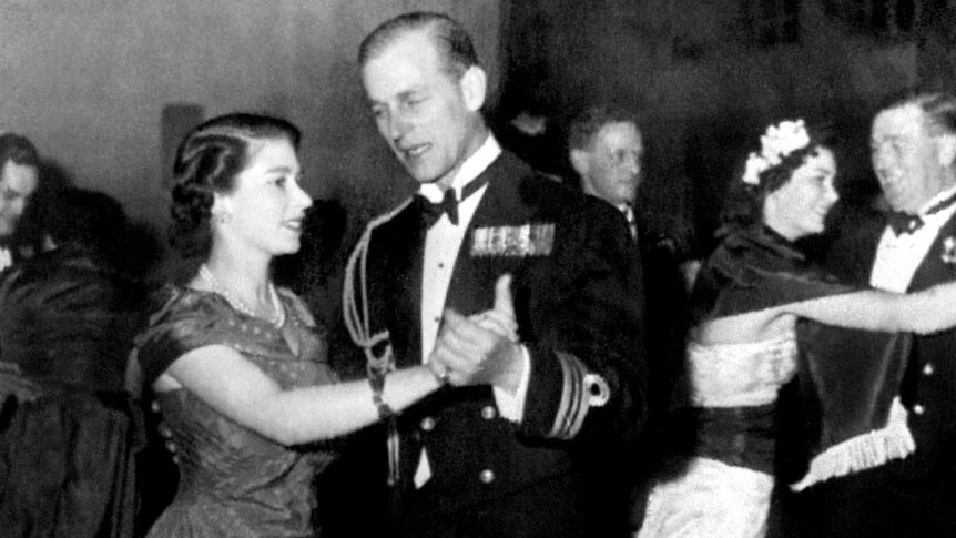 Princess Elizabeth and Prince Philip dancing ion 1950.