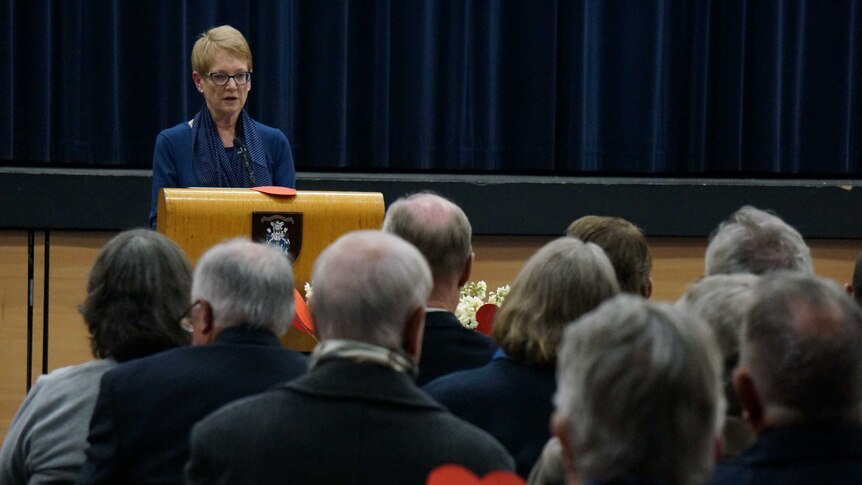 Dr Anne Wenham, St Stanislaus' Head of College, delivers an apology for historical sex abuse at the school.