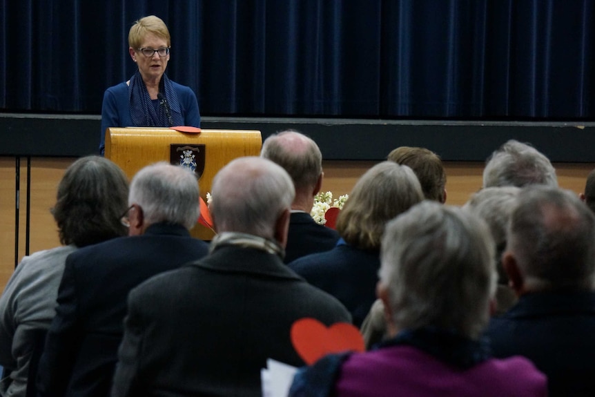 Dr Anne Wenham, St Stanislaus' Head of College, delivers an apology for historical sex abuse at the school.