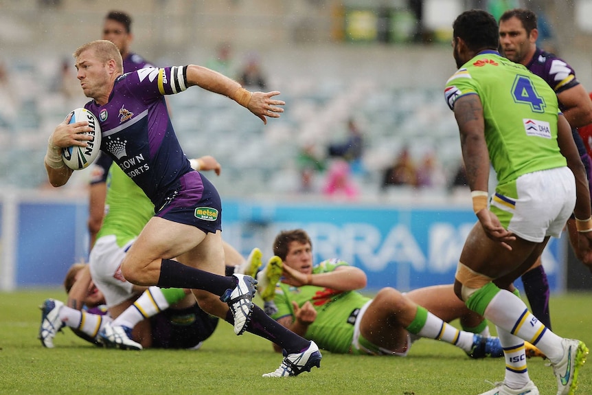 Ryan Hinchcliffe breaks away against Canberra