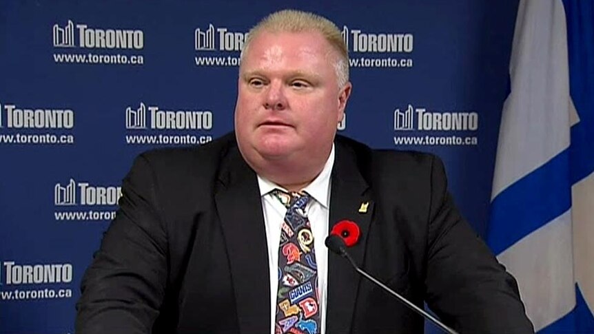 Toronto mayor Rob Ford faces the media about his drug taking.
