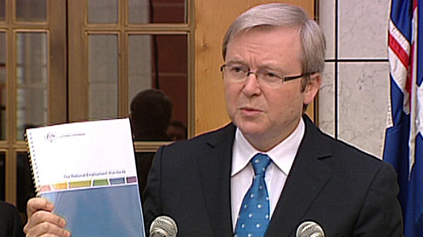 Prime Minister Kevin Rudd announcing new work standards