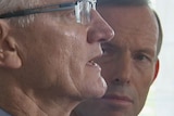 TV still of Bill Glasson and Tony Abbott campaigning ahead of the Griffith by-election. Thurs Feb 6, 2014