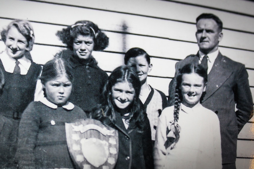 Jack Duffy and students in 1949