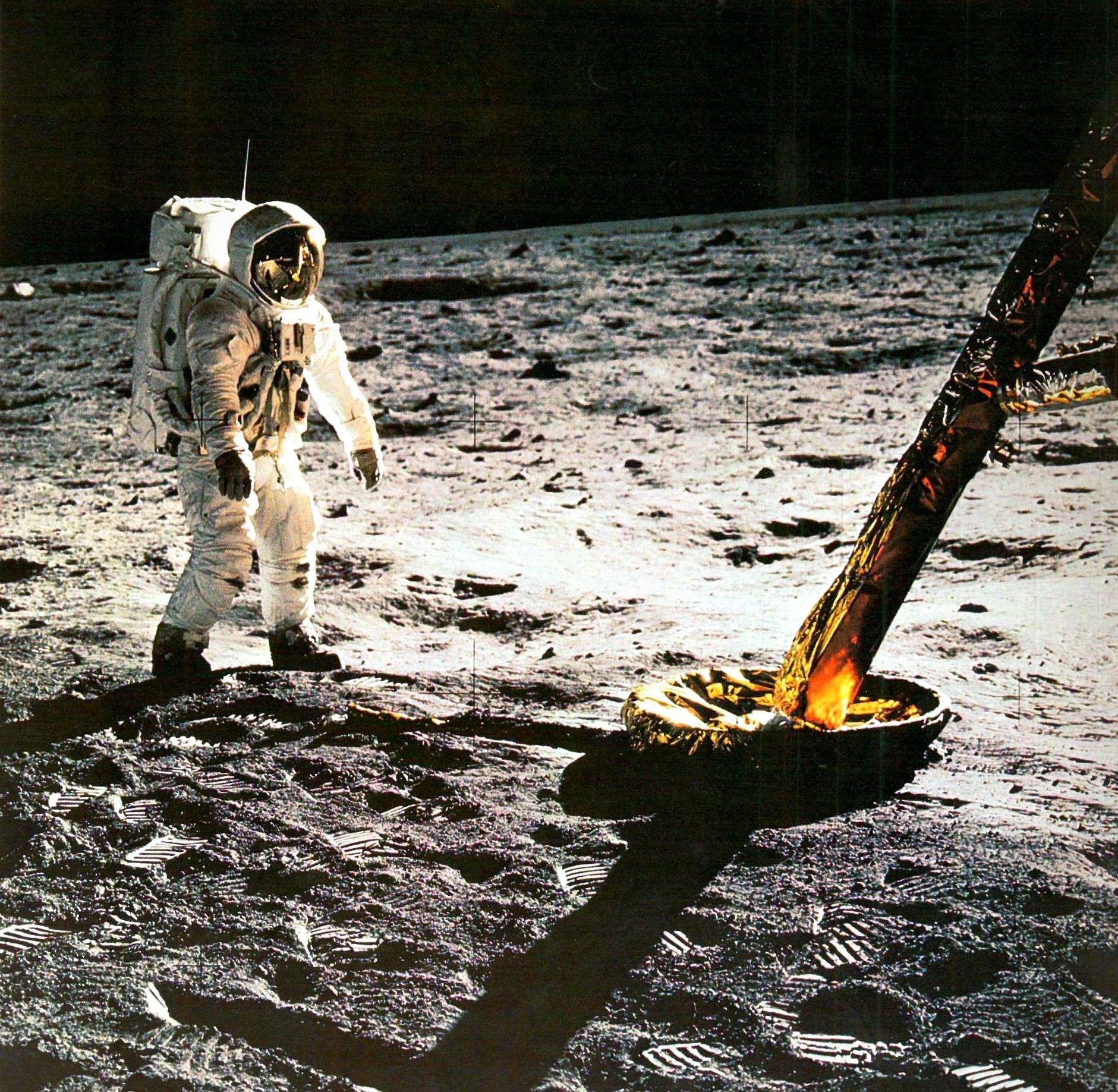 Astronaut walking on the moon's surface