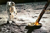 Astronaut walking on the moon's surface