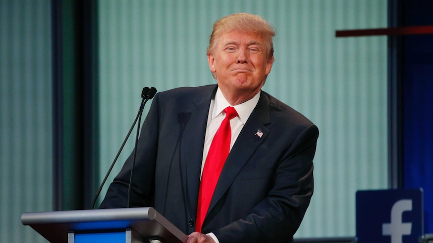 Republican 2016 presidential candidate Donald Trump at the first official Republican debate