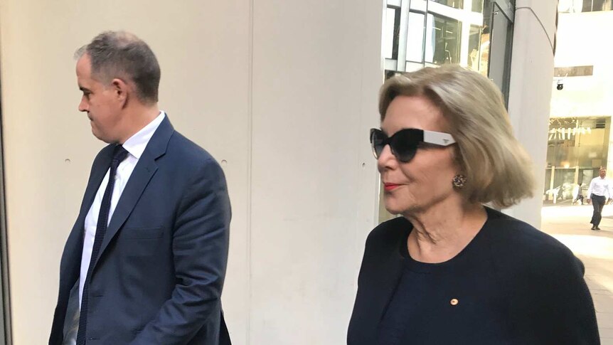 Ita Buttrose wearing sunglasses as she arrives at the Commonwealth Parliamentary Offices.