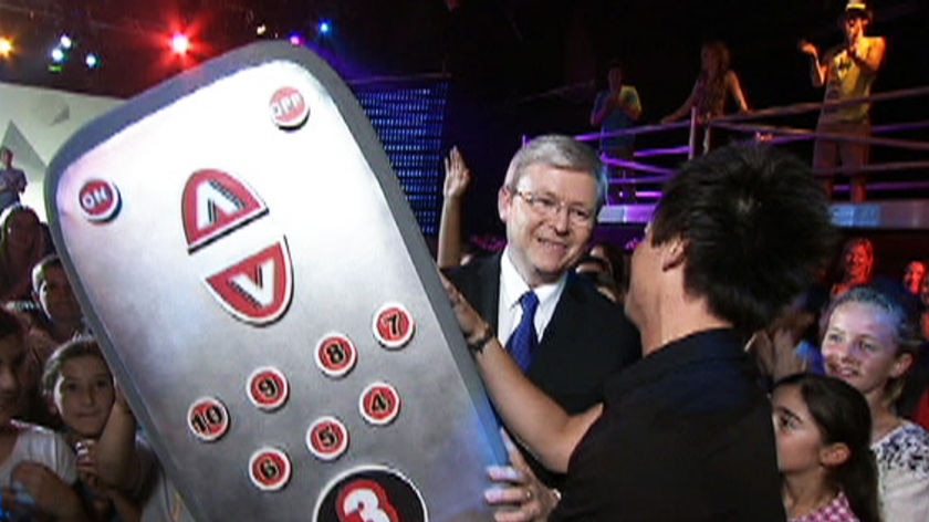 Kevin Rudd flicked the switch on the new channel.