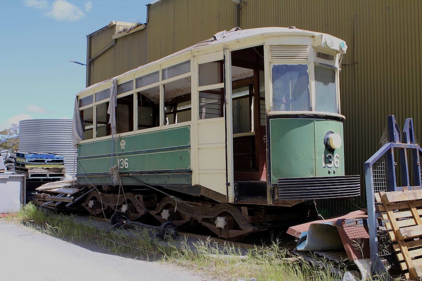 The old Hobart 136 tram, being restored by Jeremy Kays.