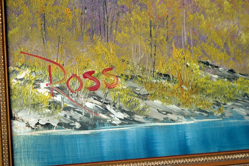 Bob Ross's signature at the bottom of a painting