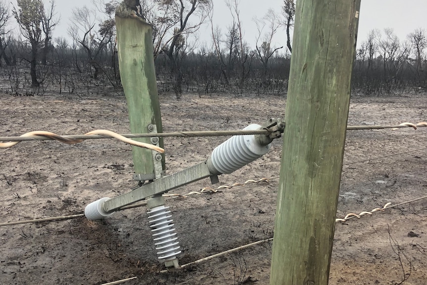 burnt power  pole