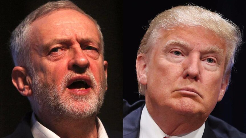 Composite of Donald Trump and Jeremy Corbyn