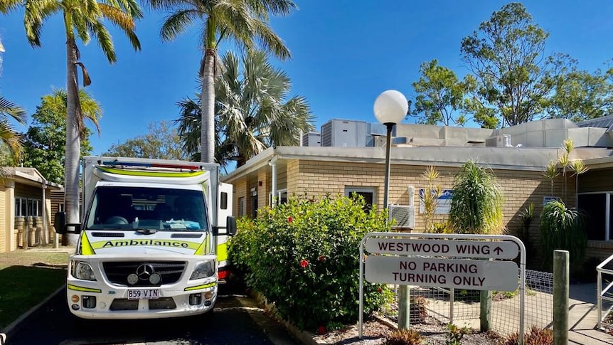 Ambulance parked next to the Westwood Wing at the North Rockhampton Aged Care Centre