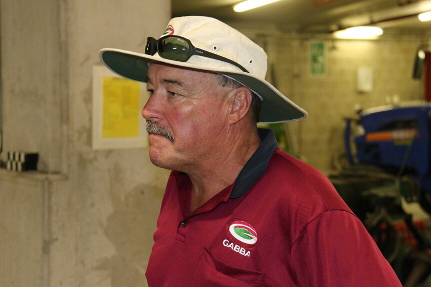 Kevin Mitchell in the bowels of the Gabba where all his equipment is stored.