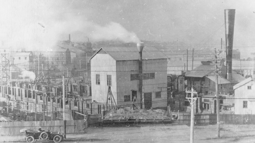 A historic photograph of a power station in Sydney