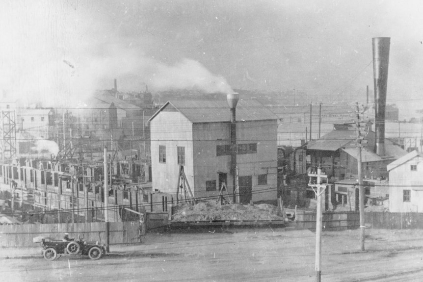 A historic photograph of a power station in Sydney