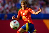 Lamine Yamal playing for Spain against Croatia at Euro 2024.