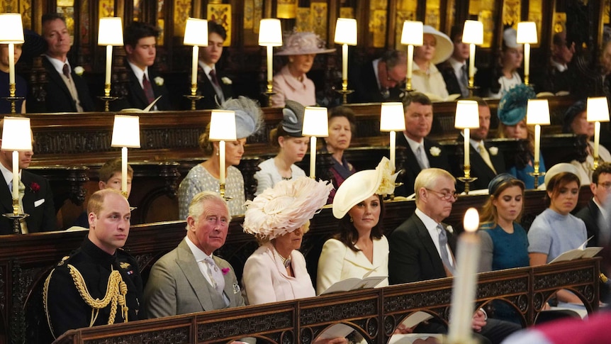 William, Charles, Camilla, Kate, Beatrice and Eugenie.