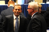 Tony Abbott speaks with Bruce McIver at the Australia Federal Council