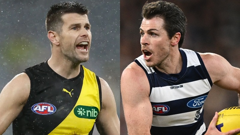 A composite image of Trent Cotchin (left) and Isaac Smith.
