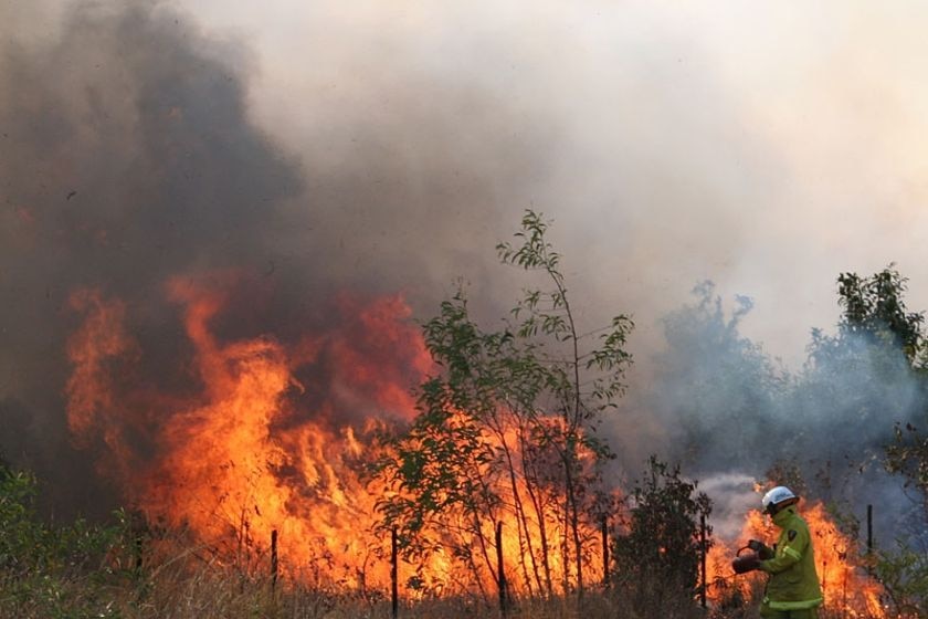 Firefighters back-burned a 50-metre wide buffer to protect nearby homes.