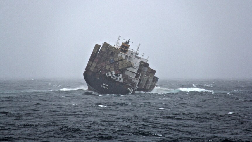 The container ship Rena grounded on Astrolabe Reef, Mt Maunganui, New Zealand, on Wednesday, October 12.