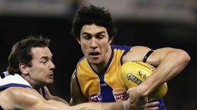 Darren Glass in action for the West Coast Eagles against the Kangaroos