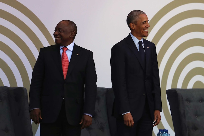Former US President Barack Obama with President Cyril Ramaphosa