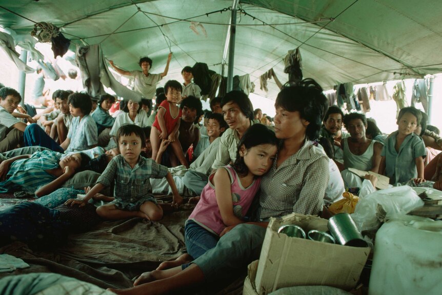 Refugees in a camp in Vietnam, 1989.