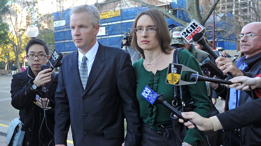 Jeffery Gilham and his wife Robecca leave the NSW Supreme Court in Sydney on June 25, 2012.