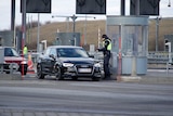 Arriving in Sweden drivers are greeted by police.