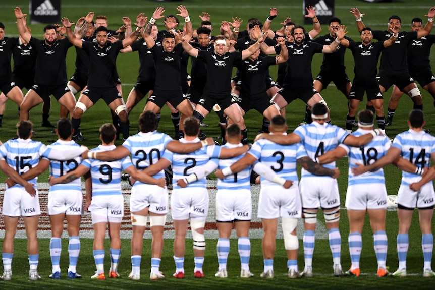 New Zealand perform the haka against Argentina
