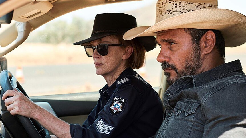 Judy Davis and Aaron Pedersen in Mystery Road