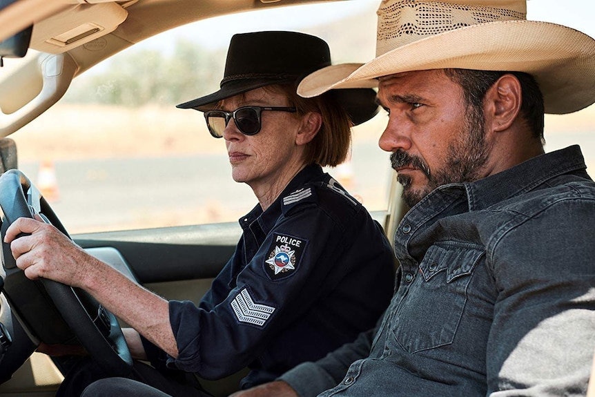 Judy Davis and Aaron Pedersen in Mystery Road