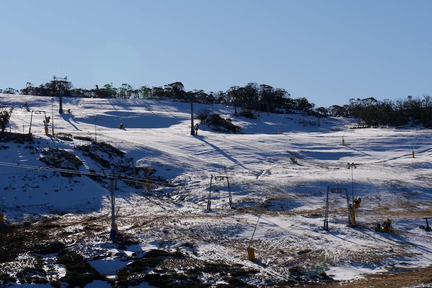 A landscape photo of the ski slopes at Perisher.