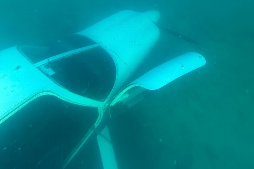 Underwater shot of the plane forced to ditch into the sea just off Leighton Beach.