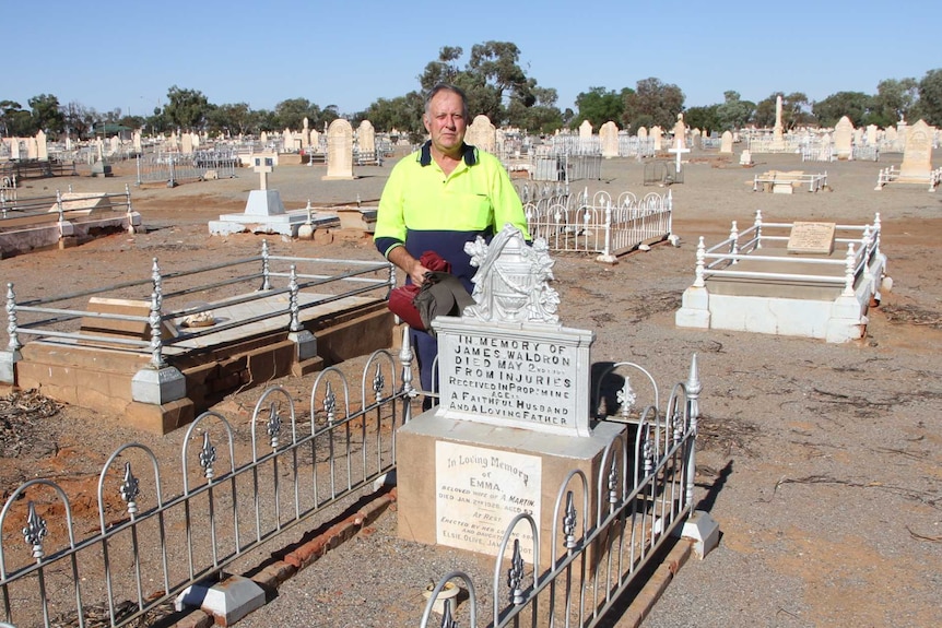 A man at the Broken Hill cemetery